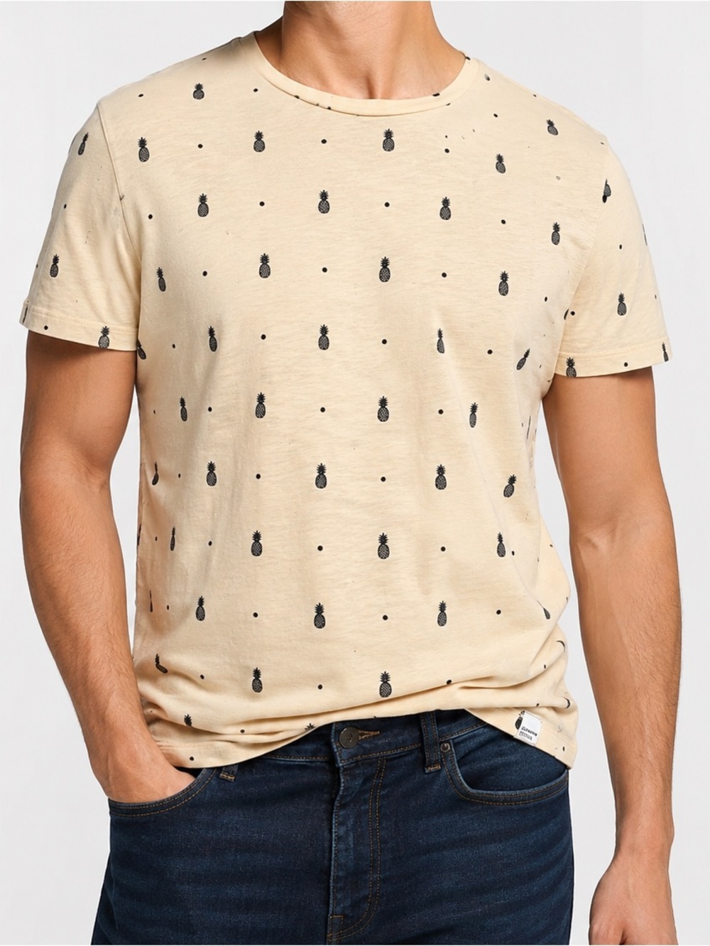 Jack & Jones Pineapple Print T-Shirt Men’s Medium Yellow Summer Graphic Tee